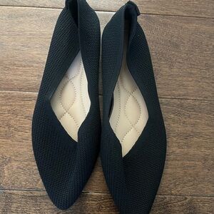 Women's Black Knit Pointed-Toe Ballet Flats NEW without box size 39